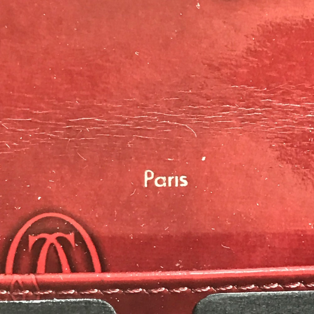 CARTIER Happy Birthday Logo Long Wallet Patent Leather Unisex Red
