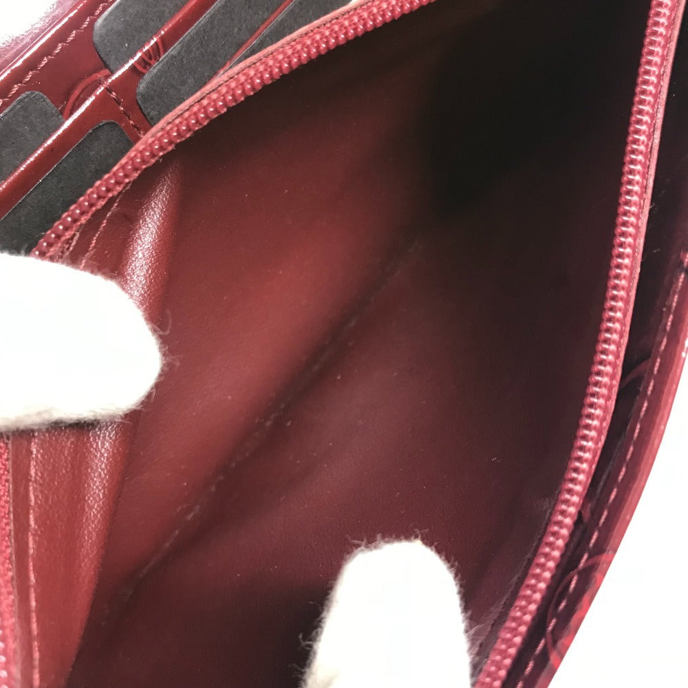 CARTIER Happy Birthday Logo Long Wallet Patent Leather Unisex Red