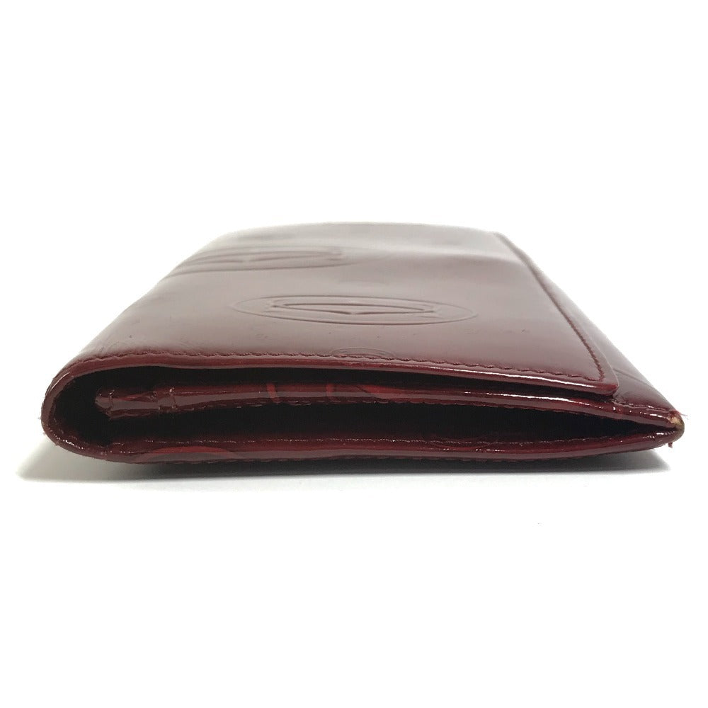CARTIER Happy Birthday Logo Long Wallet Patent Leather Unisex Red