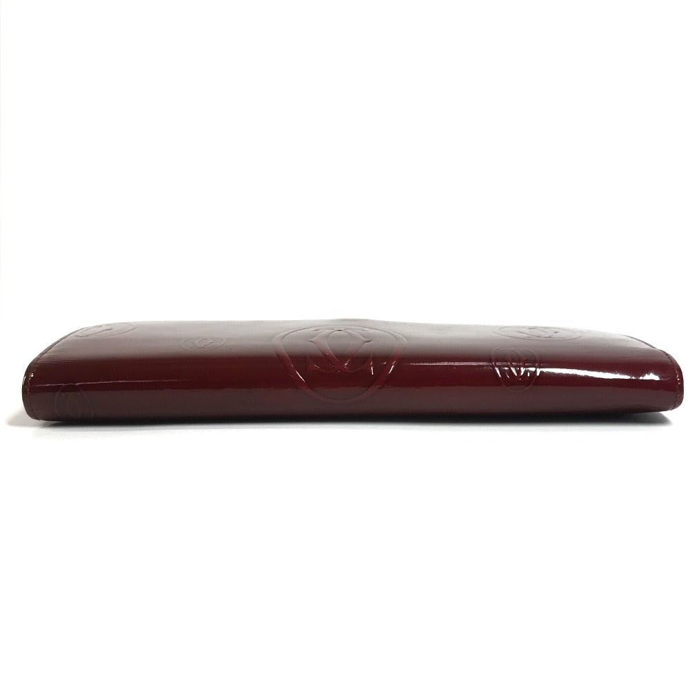 CARTIER Happy Birthday Logo Long Wallet Patent Leather Unisex Red