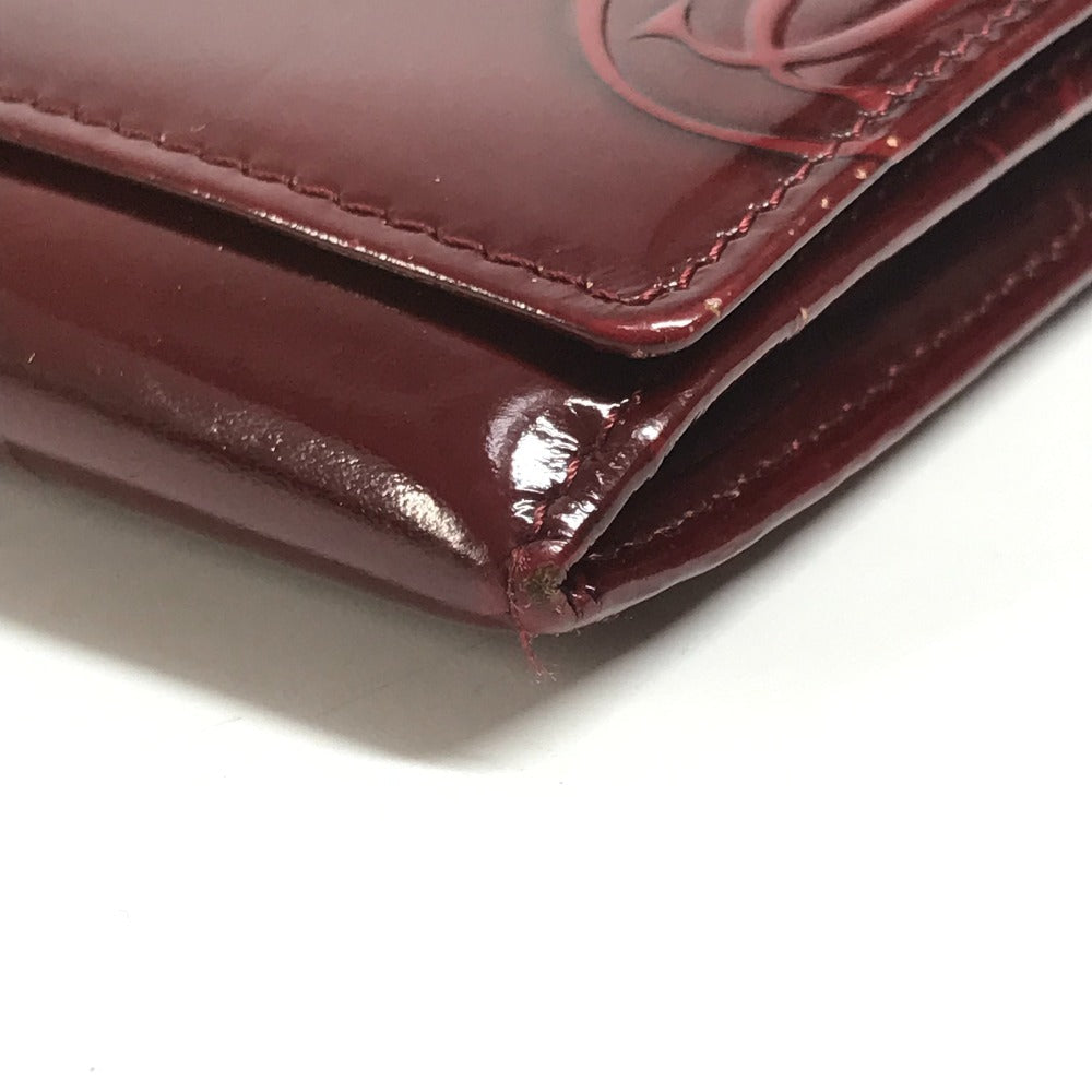CARTIER Happy Birthday Logo Long Wallet Patent Leather Unisex Red