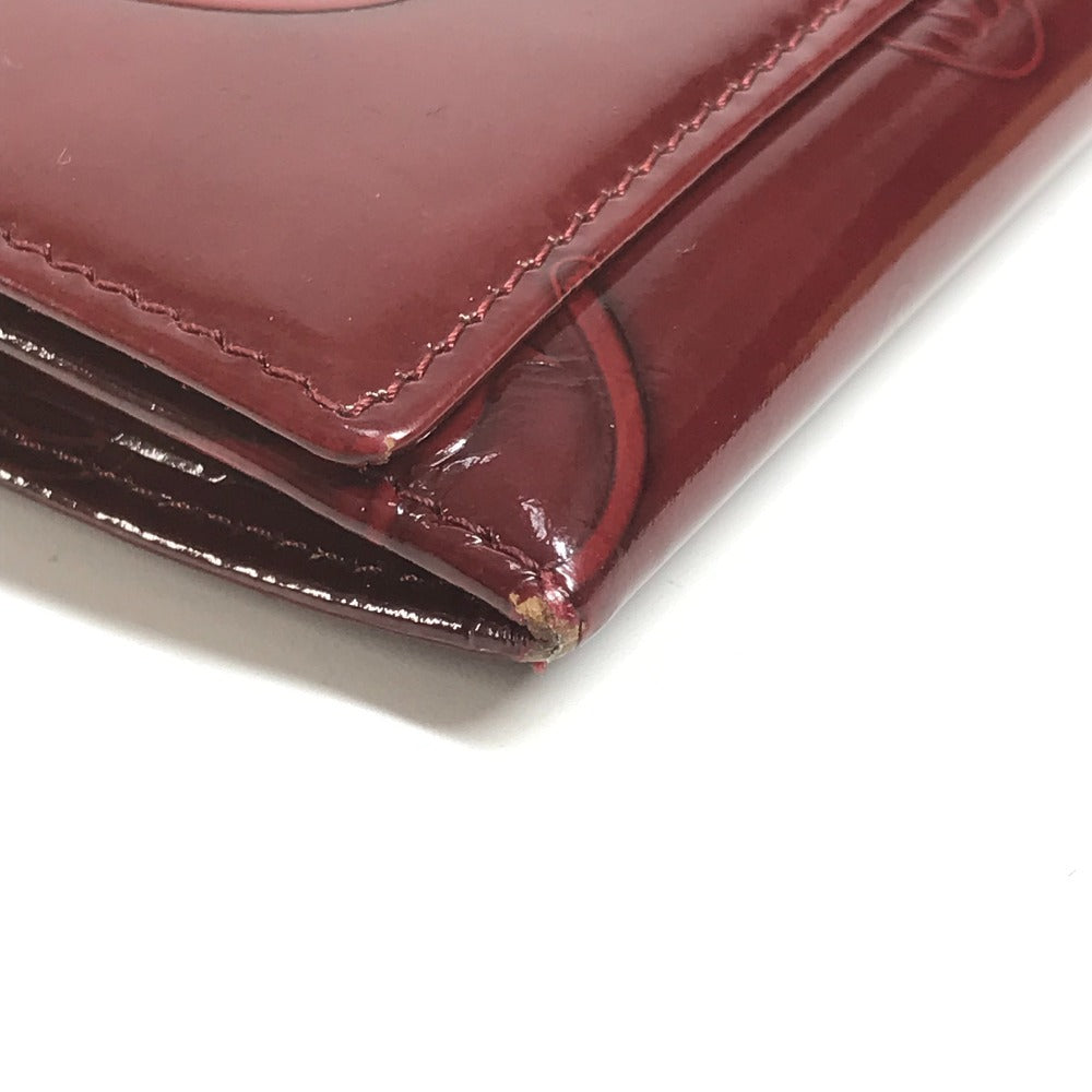 CARTIER Happy Birthday Logo Long Wallet Patent Leather Unisex Red