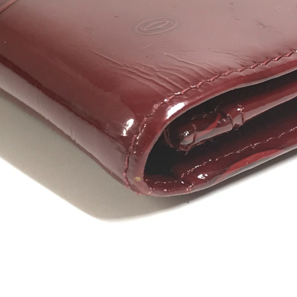CARTIER Happy Birthday Logo Long Wallet Patent Leather Unisex Red