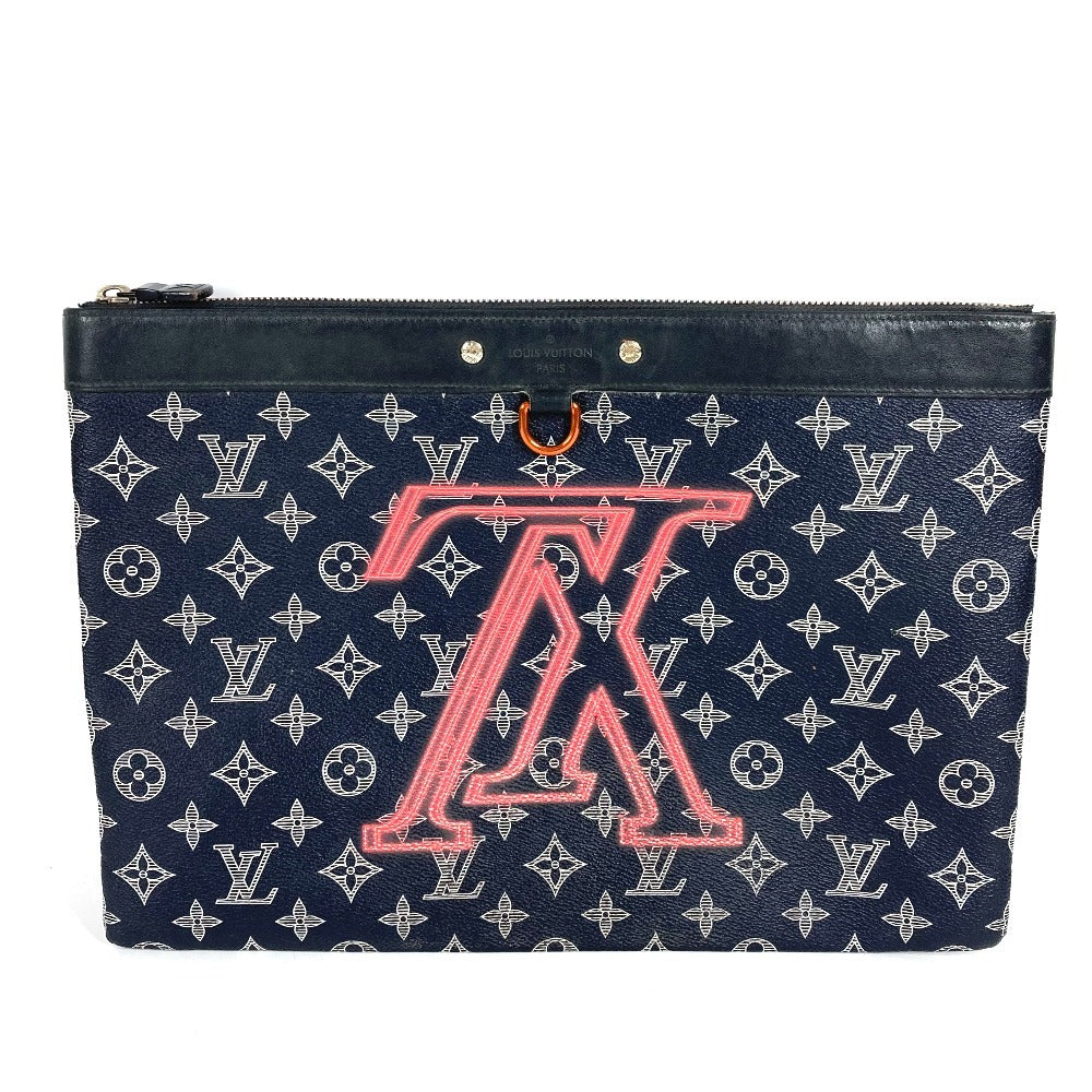 LOUIS VUITTON M62905 モノグラムインク アップサイドダウン ポシェット アポロ セカンドバッグ カバン ポーチ クラッチバッグ モノグラムキャンバス メンズ ネイビー