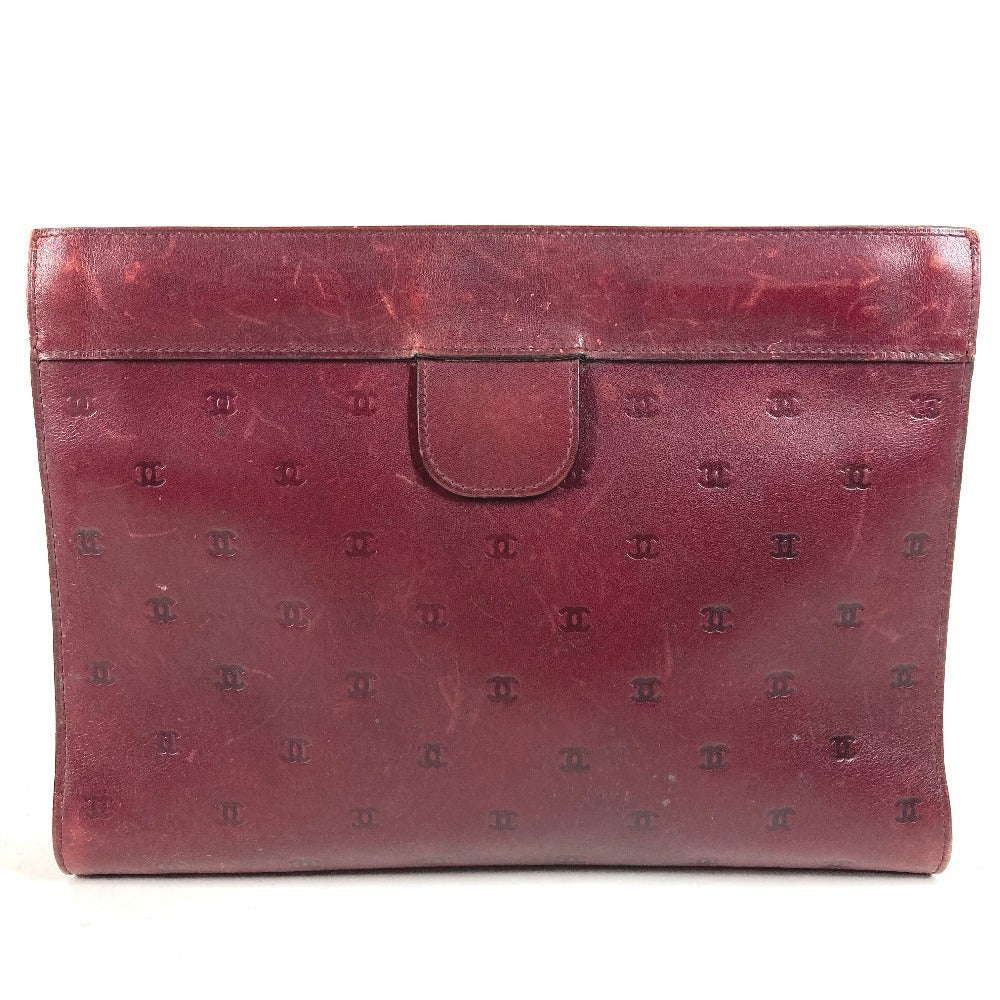 CHANEL vintage Logo all-over pattern CC CC Mark Cluch Bag Bag Pouch Clutch bag Leather wine-red Used