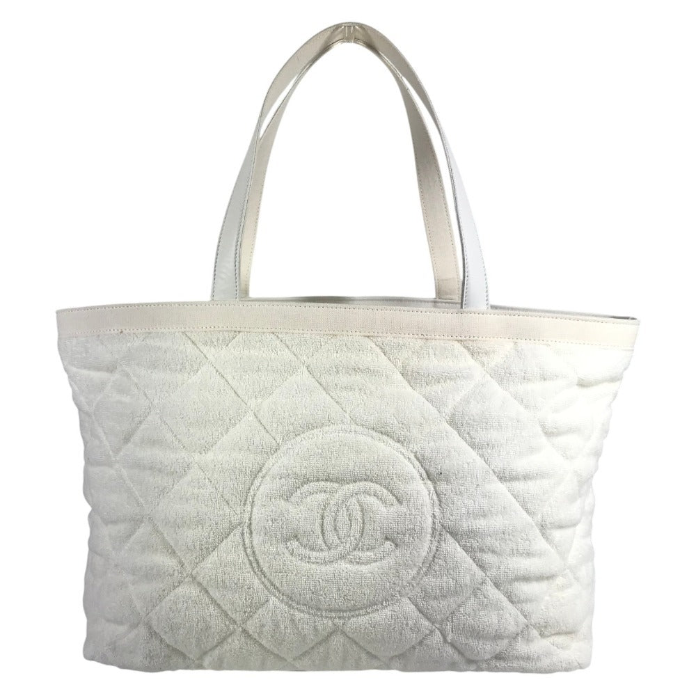 CHANEL CC ココマーク ロゴ カバン 肩掛け トートバッグ ビーチバッグ ショルダーバッグ コットン ユニセックス ホワイト