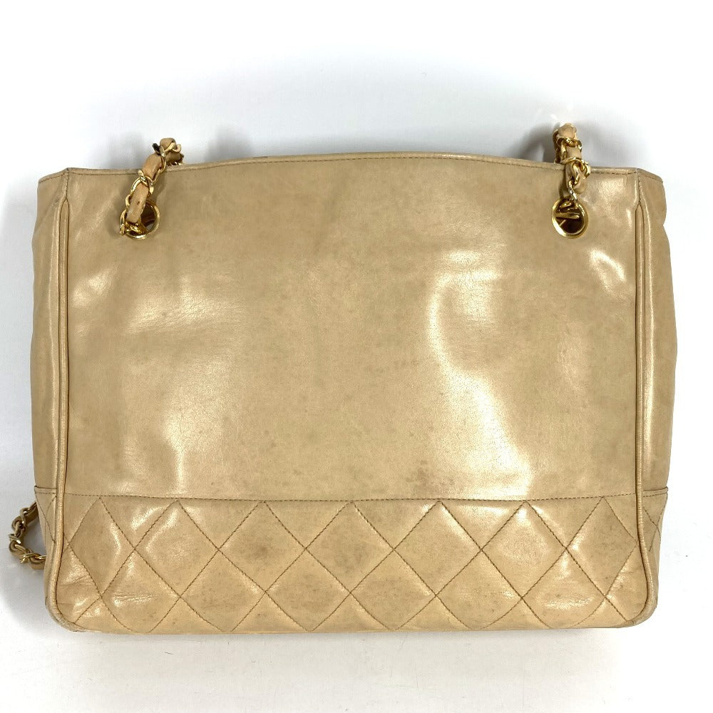CHANEL ヴィンテージ マトラッセ キルティング　CC ココマーク ロゴ Wチェーンバッグ カバン トートバッグ ショルダーバッグ レザー ユニセックス ベージュ