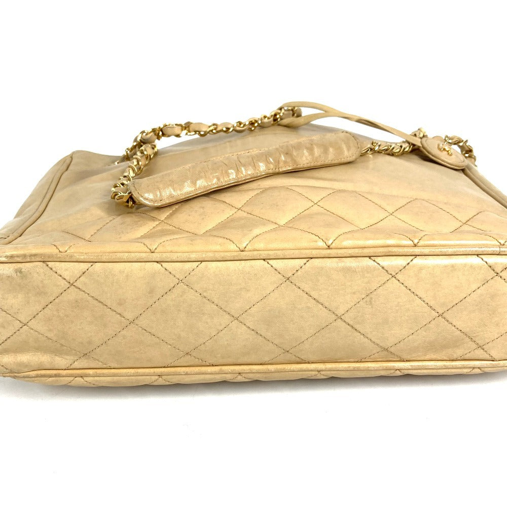 CHANEL ヴィンテージ マトラッセ キルティング　CC ココマーク ロゴ Wチェーンバッグ カバン トートバッグ ショルダーバッグ レザー ユニセックス ベージュ
