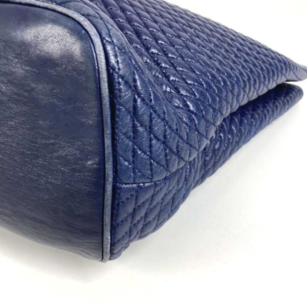 BALLY ヴィンテージ キルティング Bロゴ フリンジ タッセル Wチェーンバッグ カバン トートバッグ ショルダーバッグ レザー ユニセックス ブルー