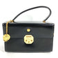 VERSACE ヴィンテージ サンバースト ロゴ バニティバッグ カバン フラップ チェーン ハンドバッグ レザー レディース ブラック