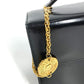 VERSACE ヴィンテージ サンバースト ロゴ バニティバッグ カバン フラップ チェーン ハンドバッグ レザー レディース ブラック