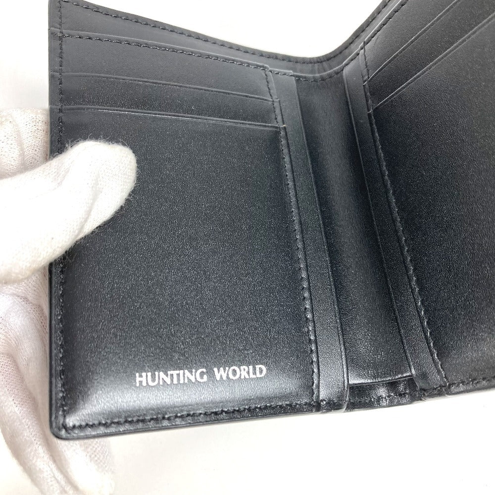 HUNTING WORLD ロゴ 札入れ 財布 名刺入れ パスケース カードケース レザー ユニセックス ブラック