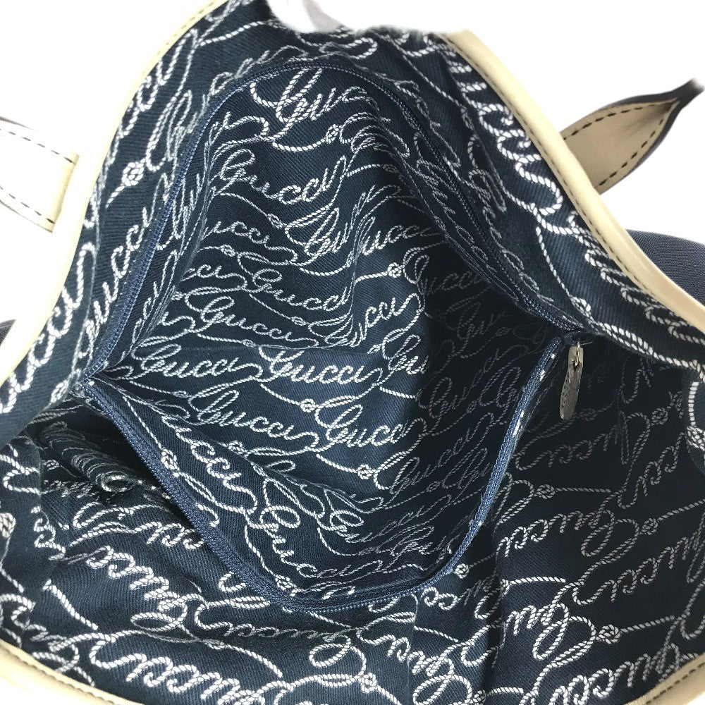 GUCCI 170007 ロゴ レザー ナイロン　チャーム付き ショルダーバッグ レザー/キャンバス ユニセックス ネイビー