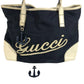GUCCI 170007 ロゴ レザー ナイロン　チャーム付き ショルダーバッグ レザー/キャンバス ユニセックス ネイビー