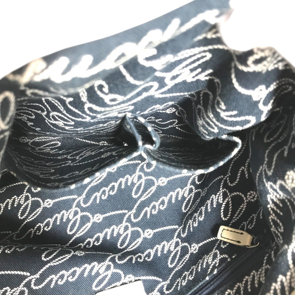 GUCCI 170007 ロゴ レザー ナイロン　チャーム付き ショルダーバッグ レザー/キャンバス ユニセックス ネイビー