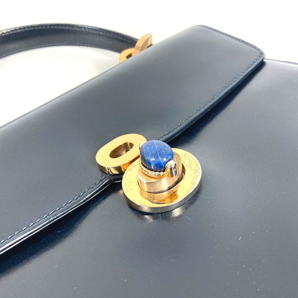 GUCCI ヴィンテージ ラピスラズリ カバン フラップ トートバッグ ハンドバッグ レザー レディース ネイビー