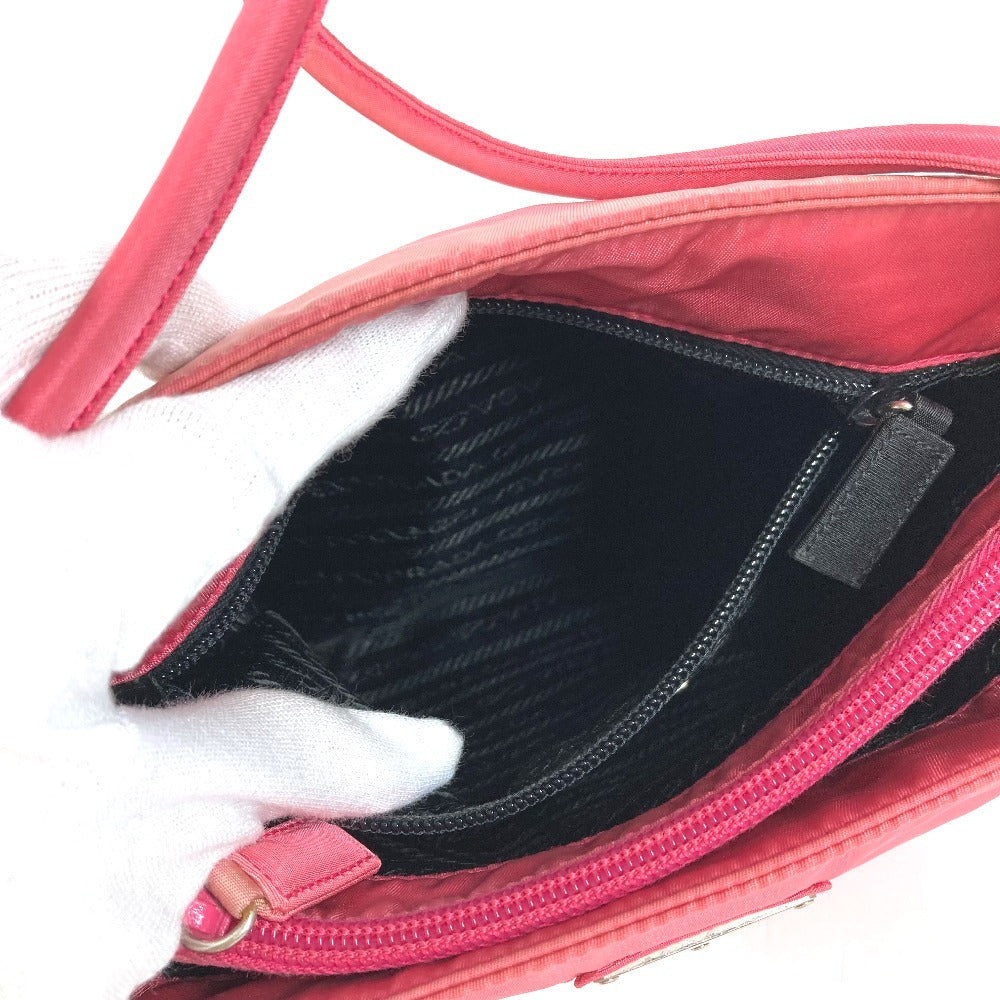 PRADA triangle logo triangle logo plate Bag Tote Bag Shoulder Bag Shoulder Bag Nylon pink Used