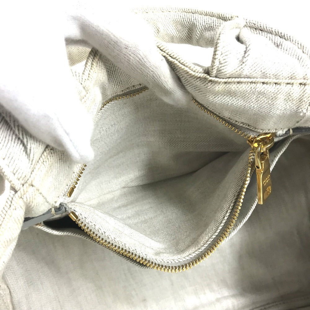 PRADA Canapa logo Bag Tote Bag Hand Bag cotton WhiteBased Used