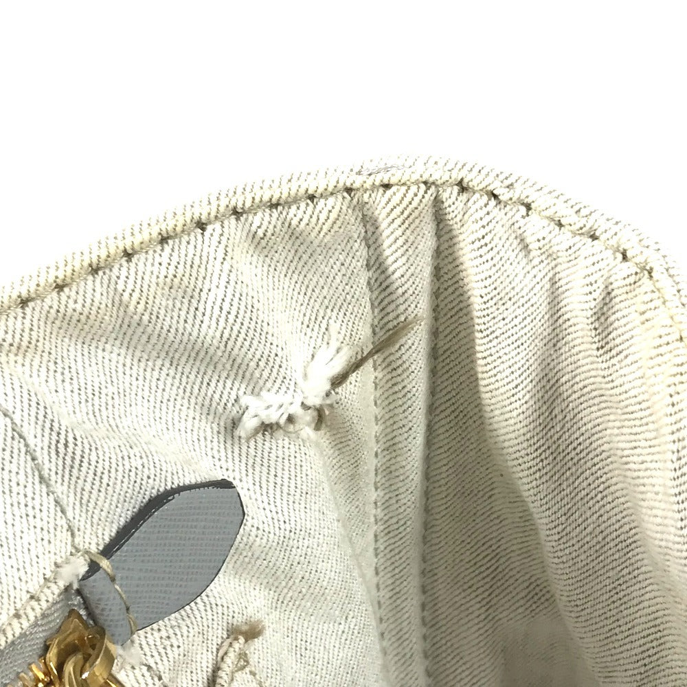 PRADA Canapa logo Bag Tote Bag Hand Bag cotton WhiteBased Used