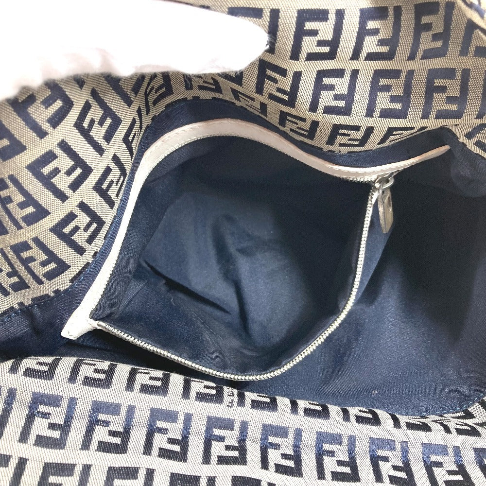 FENDI Zucchino logo flap Bag, shoulder bag, flap bag Shoulder Bag Leather/Canvas Navy/White Used