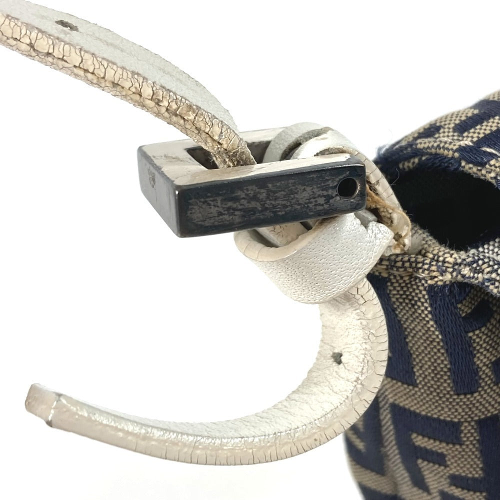 FENDI Zucchino logo flap Bag, shoulder bag, flap bag Shoulder Bag Leather/Canvas Navy/White Used