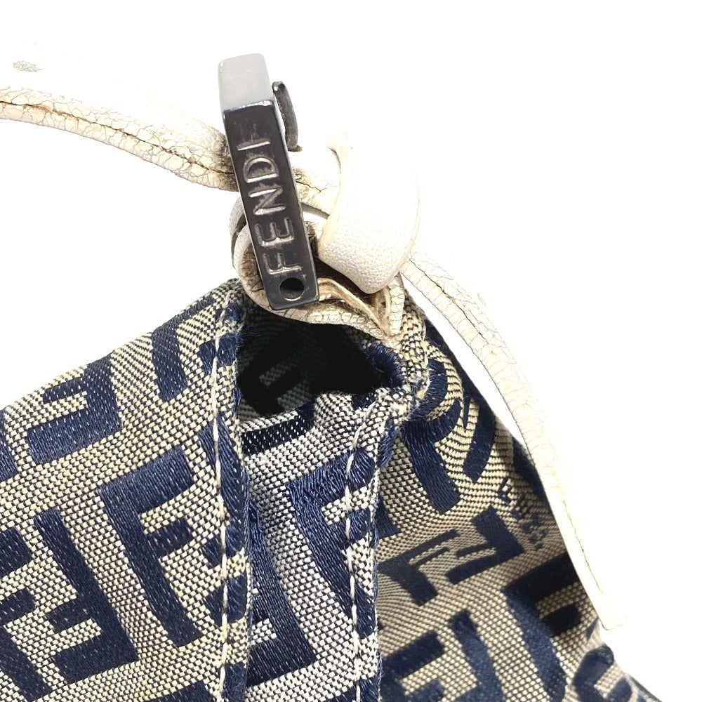 FENDI Zucchino logo flap Bag, shoulder bag, flap bag Shoulder Bag Leather/Canvas Navy/White Used