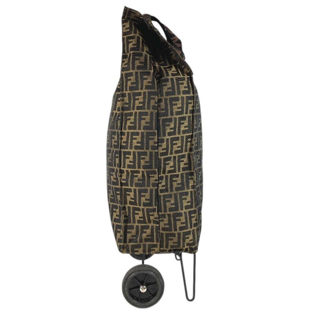 FENDI Vintage 2-wheeled vehicle Zucca Folding suitcase, carry case, bag Carry Bag Canvas khaki/Black Used