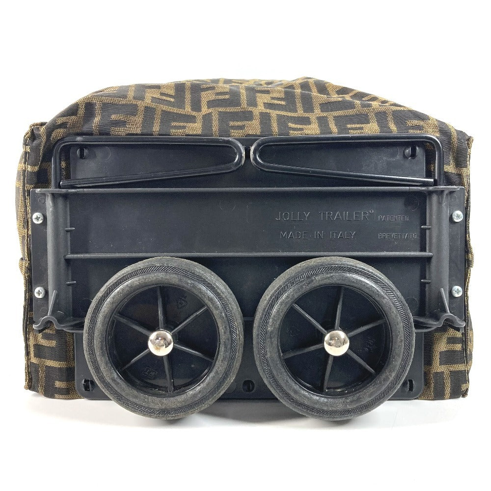 FENDI Vintage 2-wheeled vehicle Zucca Folding suitcase, carry case, bag Carry Bag Canvas khaki/Black Used