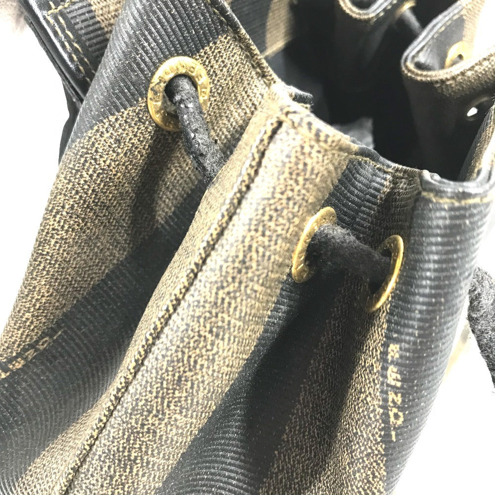 FENDI vintage Pecan logo bag backpack Backpack PVC/Leather khaki/Black Used