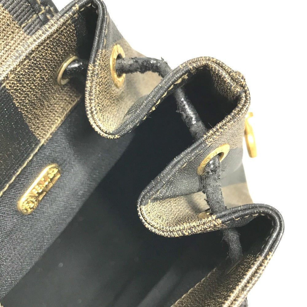 FENDI vintage Pecan logo bag backpack Backpack PVC/Leather khaki/Black Used