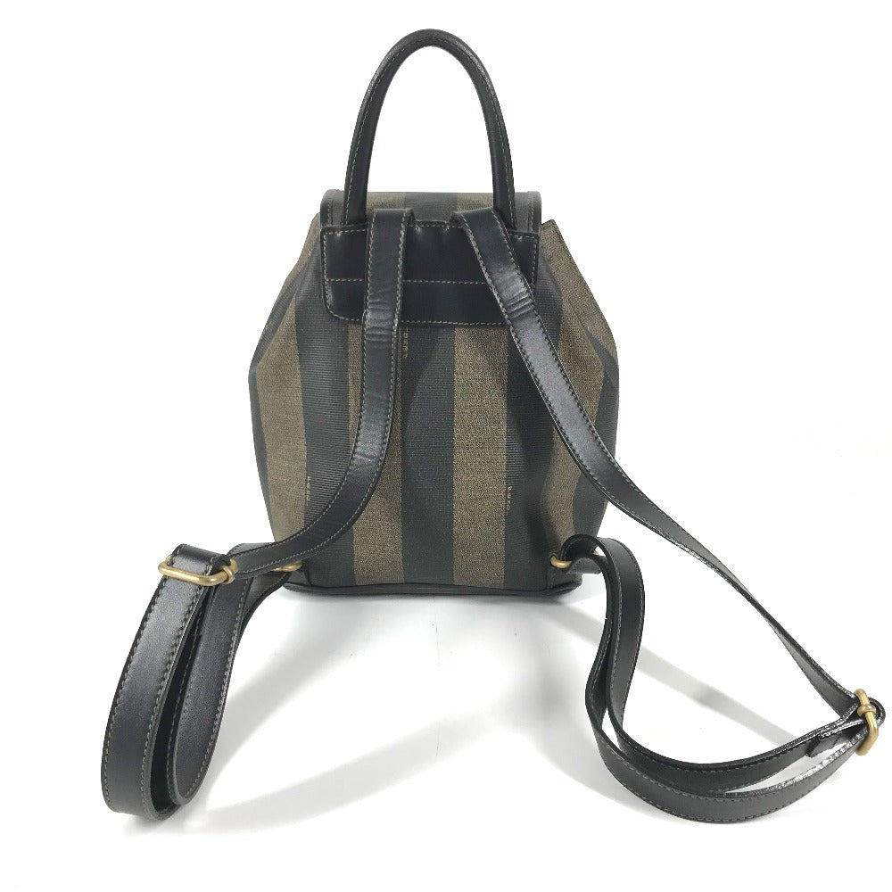 FENDI vintage Pecan logo bag backpack Backpack PVC/Leather khaki/Black Used