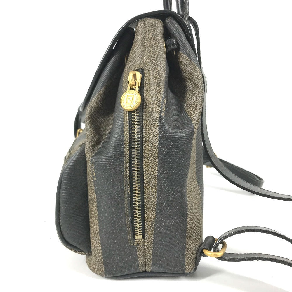 FENDI vintage Pecan logo bag backpack Backpack PVC/Leather khaki/Black Used