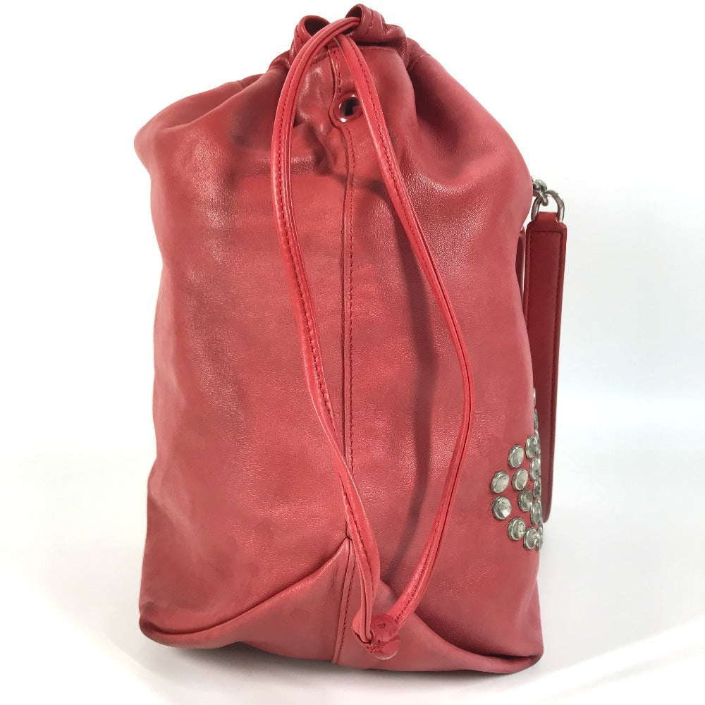 SAINT LAURENT PARIS 538448 Teddy Stud Logo Heart Star Bag, Crossbody Chain Bag, Drawstring Bag Shoulder Bag Leather Red Used