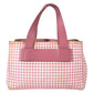 MIUMIU ロゴ Check Bag Tote Bag Hand Bag Leather/Canvas pink/White Used