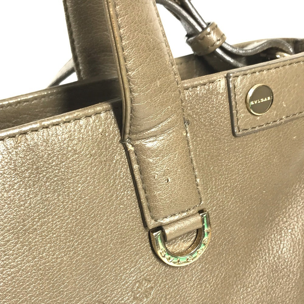 BVLGARI S.Bulgari logo Bag, Tote Bag, 2-Way Bag, Handbag Shoulder Bag Leather gray Used