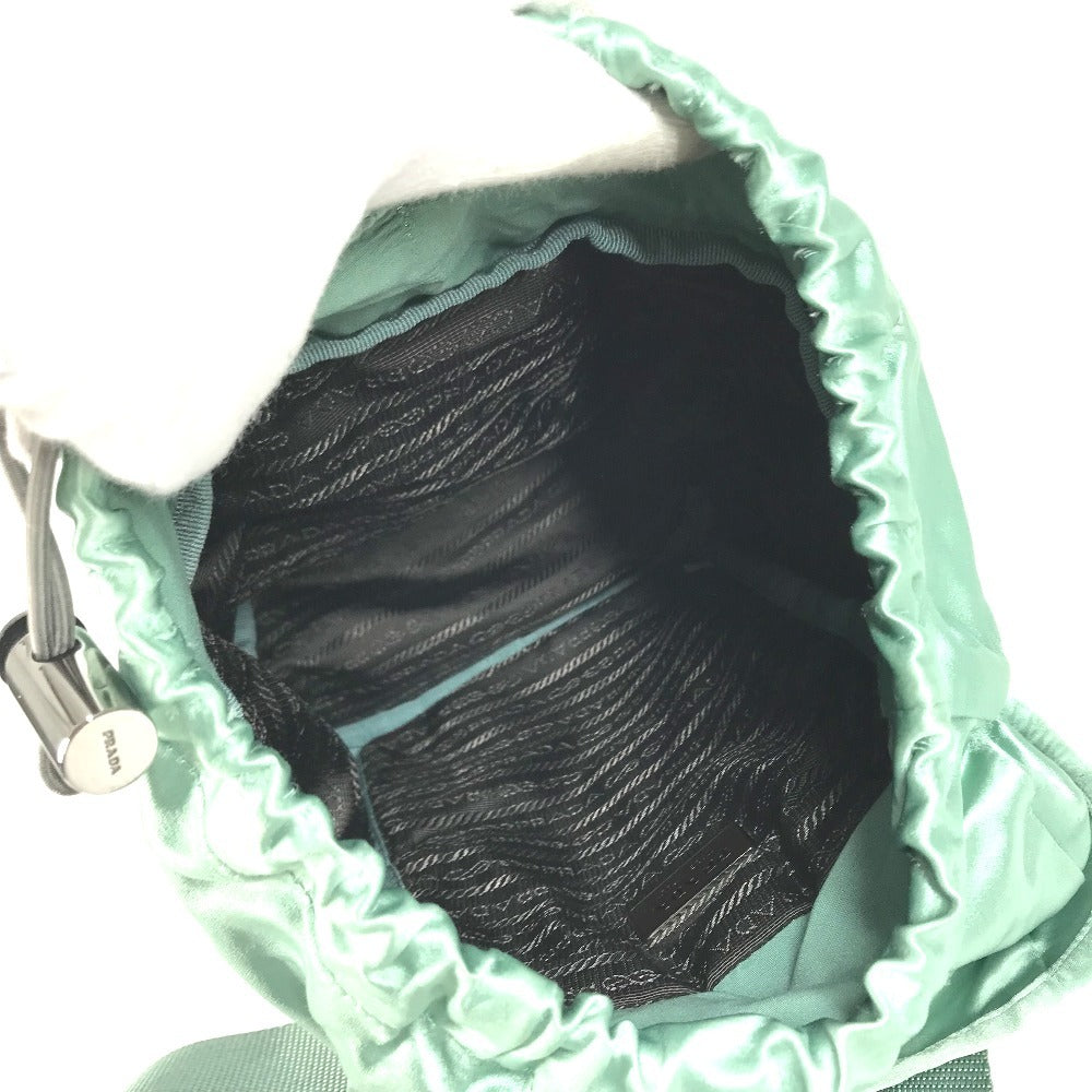 PRADA triangle logo triangle logo plate bag backpack Backpack Satin Green Used
