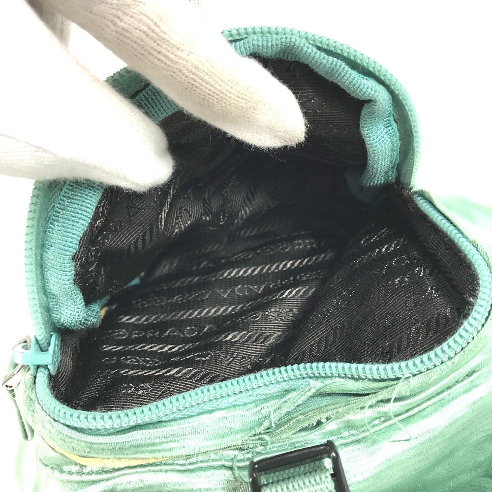 PRADA triangle logo triangle logo plate bag backpack Backpack Satin Green Used