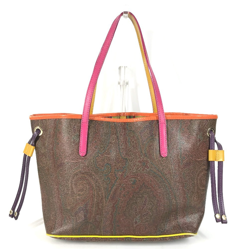 ETRO Paisley pattern logo Bag Tote Bag shawl Shoulder Bag PVC/Leather Brown Used