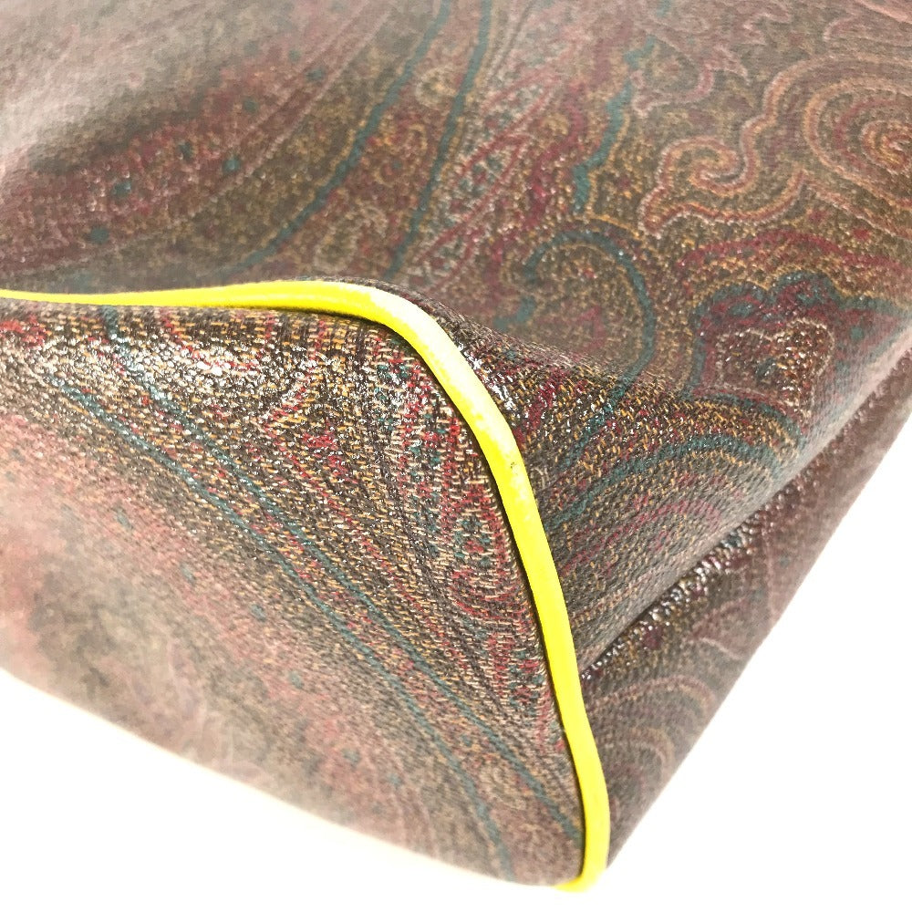 ETRO Paisley pattern logo Bag Tote Bag shawl Shoulder Bag PVC/Leather Brown Used