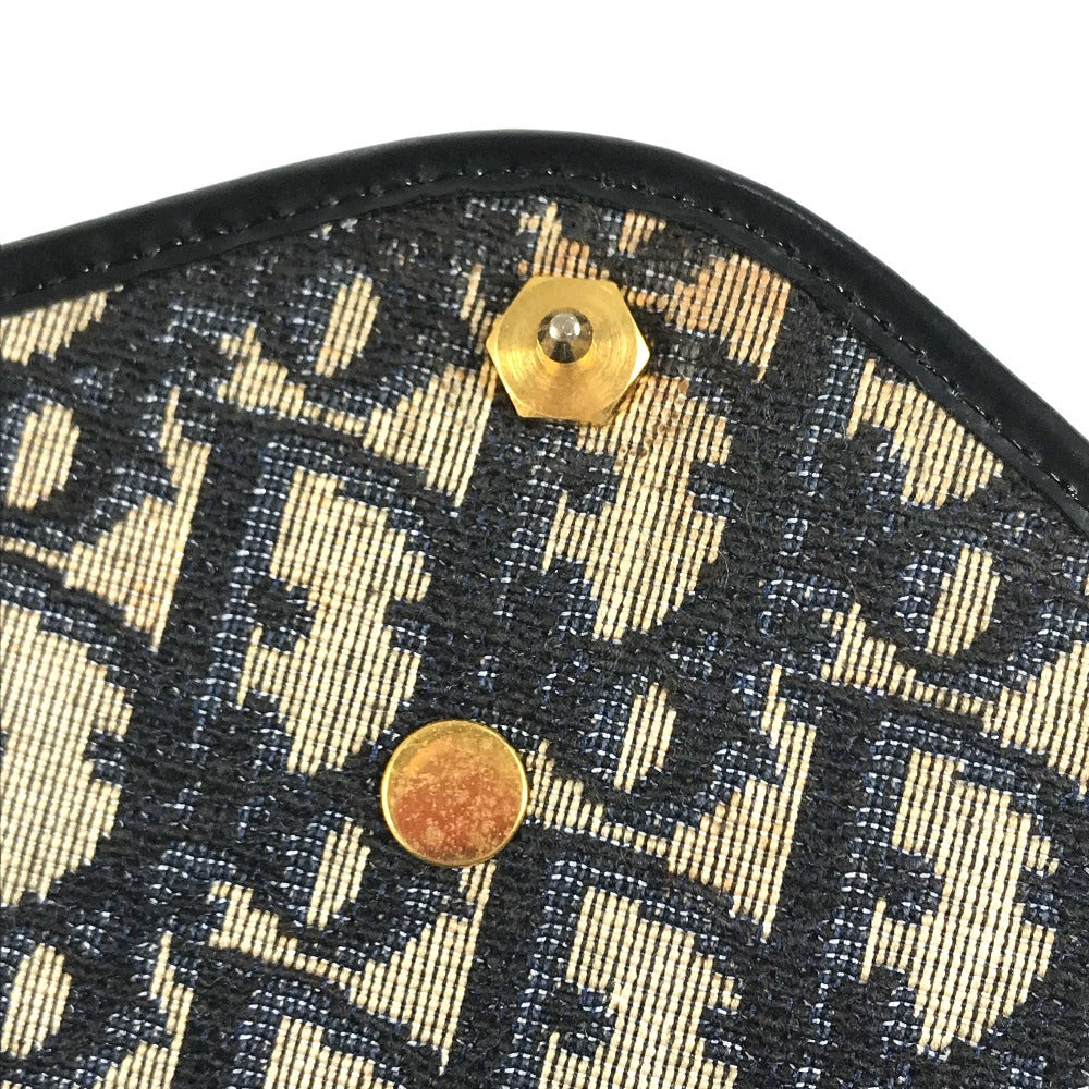Dior vintage Trotter logo Shoulder bag, flap shoulder bag, 2-way bag, clutch bag Shoulder Bag Leather/Canvas Navy Used