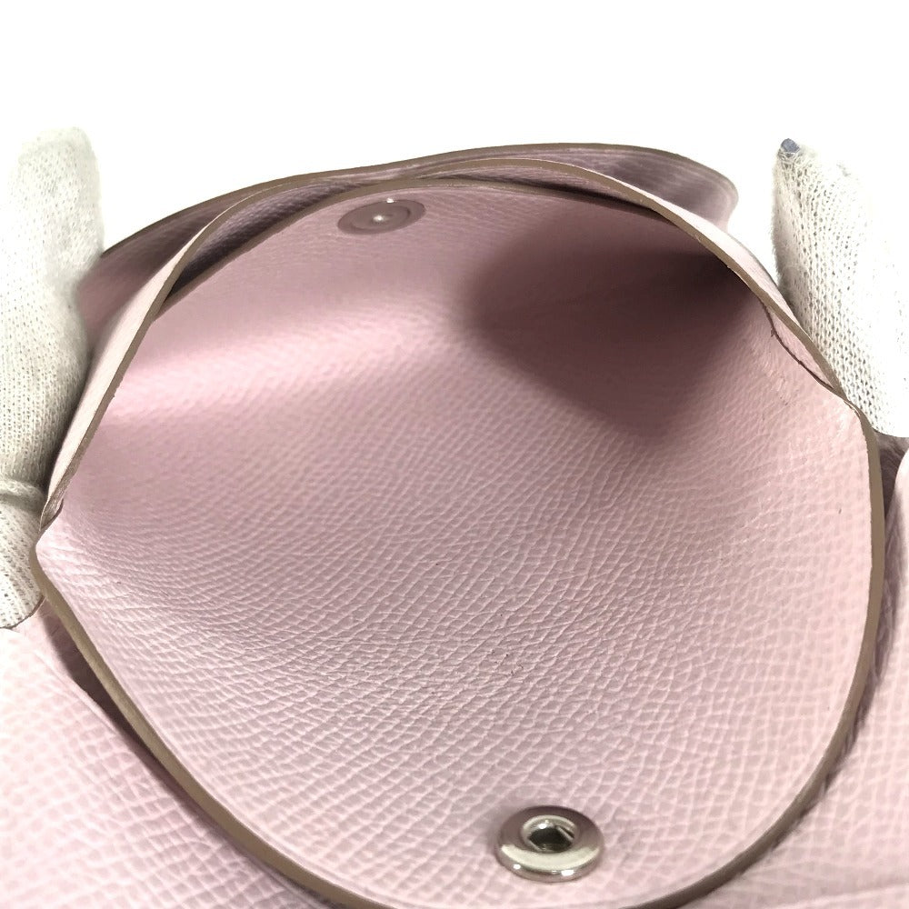 HERMES Business Card Holder Pass Case Calvi Duo Calvi Duo Card Case Coin Compartment Wallet coin purse Folded wallet Epsom mauve pail pink Used