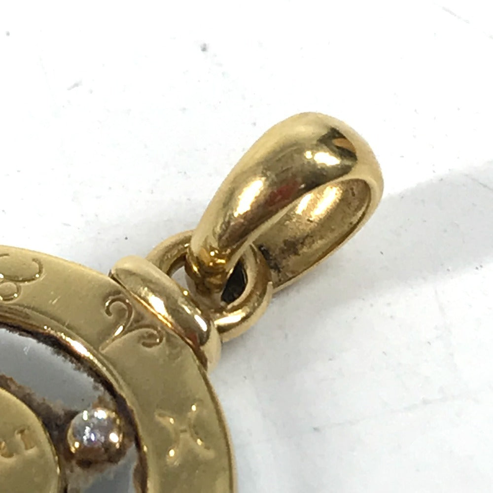 BVLGARI K18 Gold 18K 1PD Diamond Horoscope Logo Combination Necklace, Accessories, Jewelry Pendant top K18 / SS Gold/Silver Used