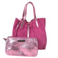 TIFFANY&Co. reversible logo Tote Bag with pouch Hand Bag suede / Leather pink Used