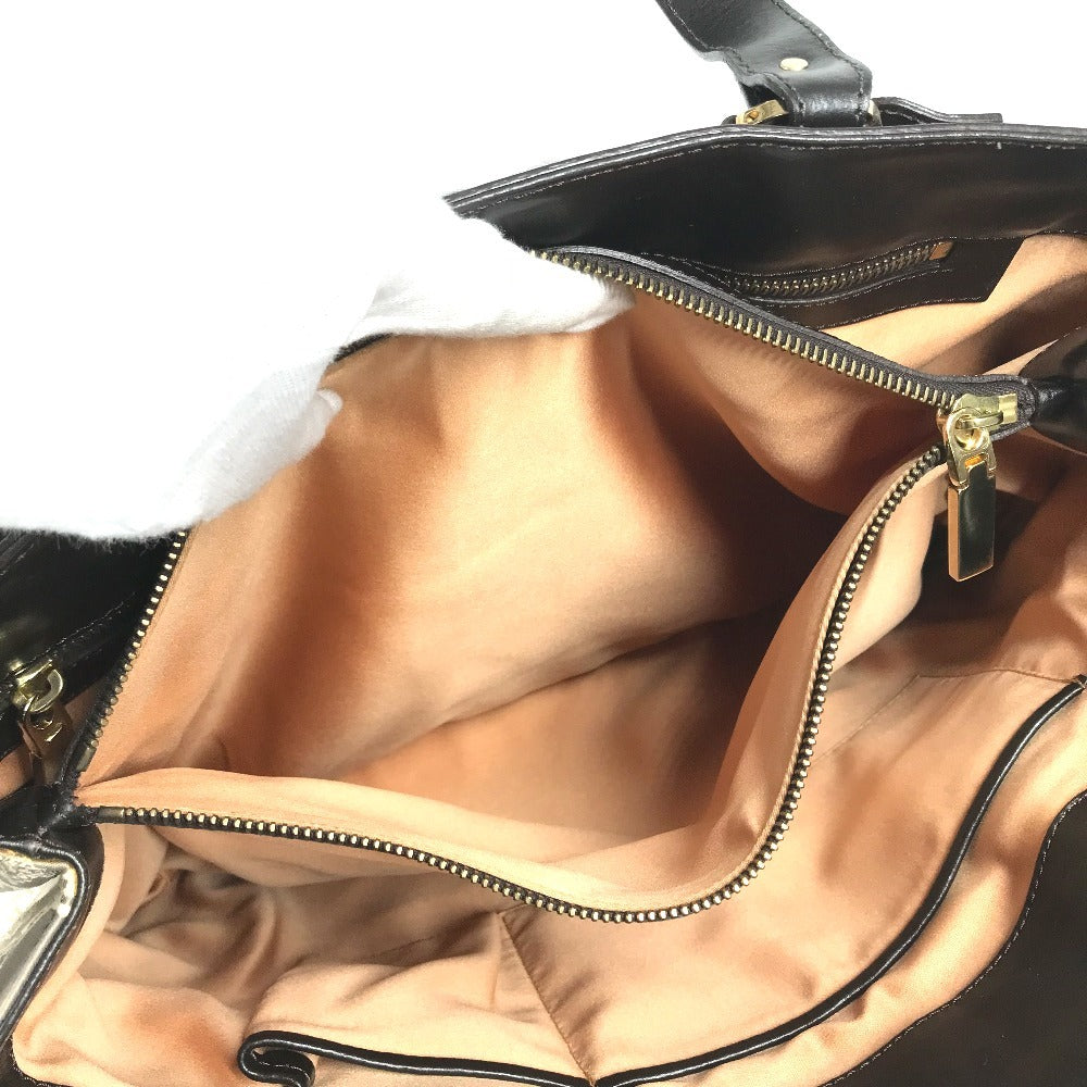 VERSACE Logo Medusa Shoulder Bag Tote Bag Shoulder Bag Leather/Canvas Beige/Brown Used