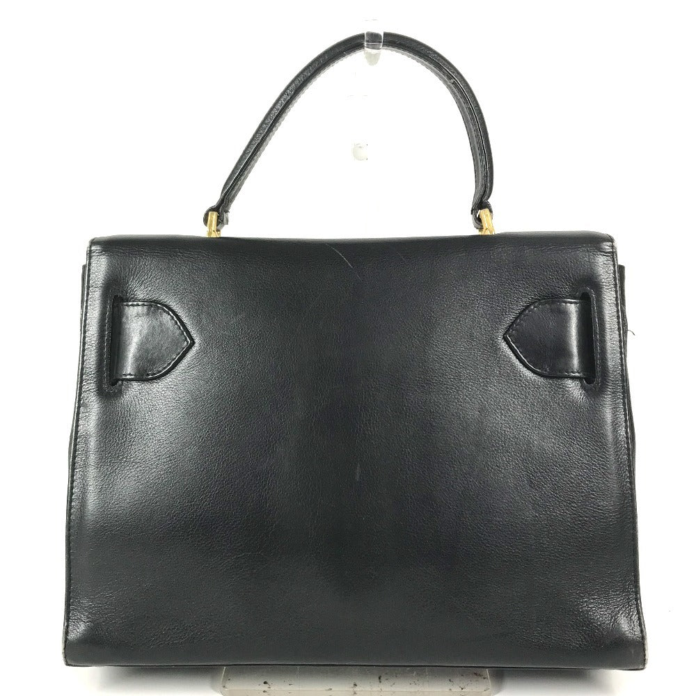 VERSACE vintage Logo Medusa Bag Flap Tote Bag Hand Bag Leather Black/Gold Used