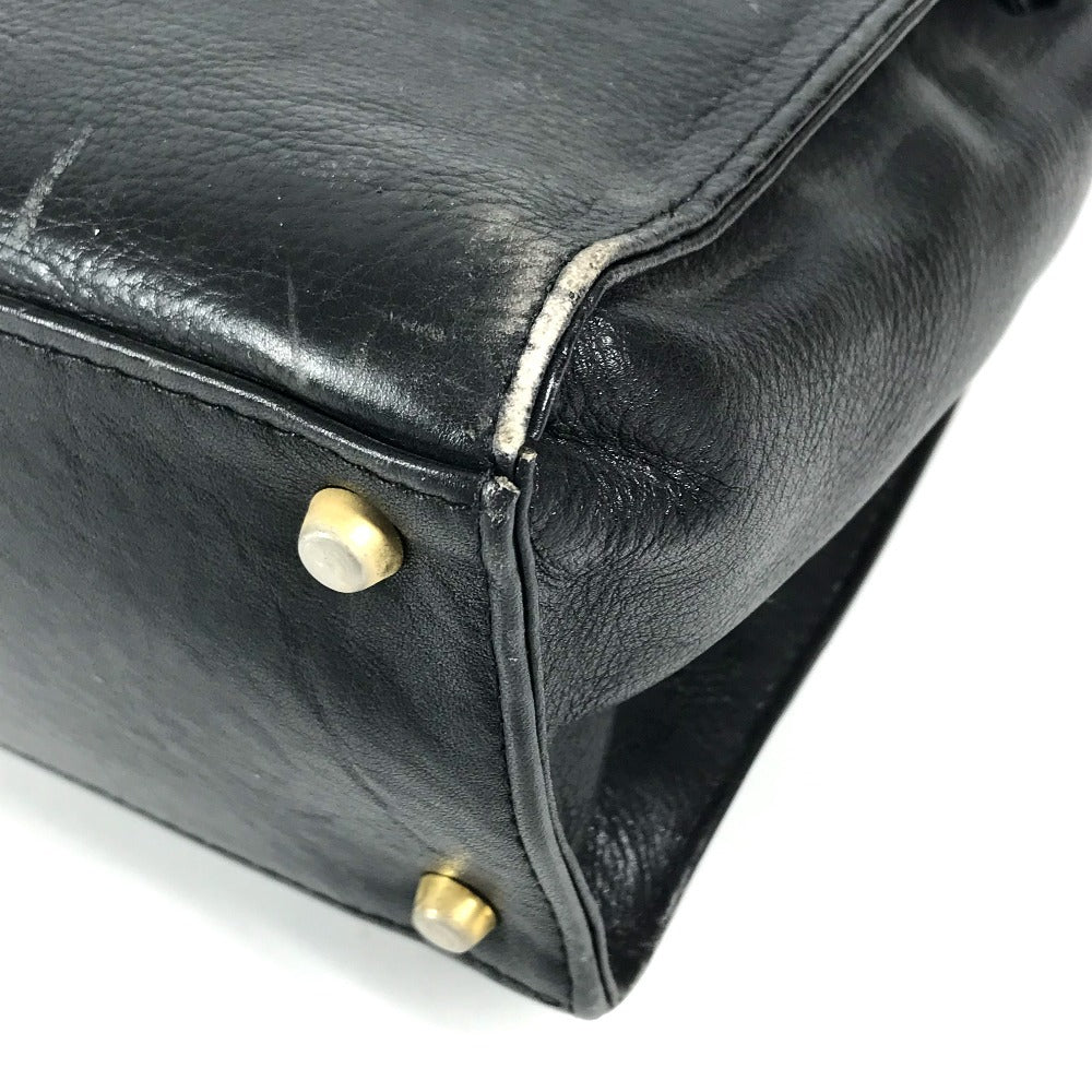 VERSACE vintage Logo Medusa Bag Flap Tote Bag Hand Bag Leather Black/Gold Used