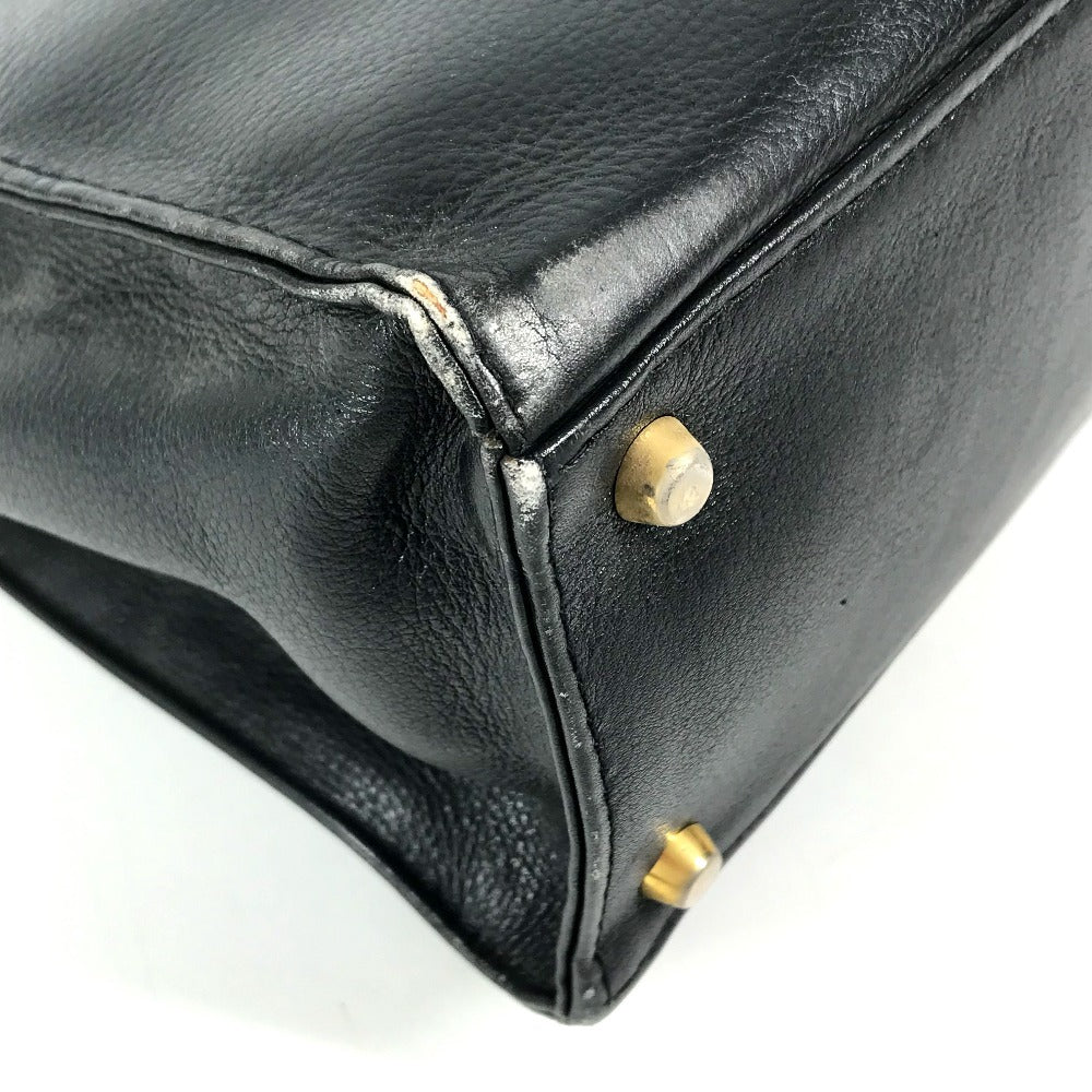 VERSACE vintage Logo Medusa Bag Flap Tote Bag Hand Bag Leather Black/Gold Used