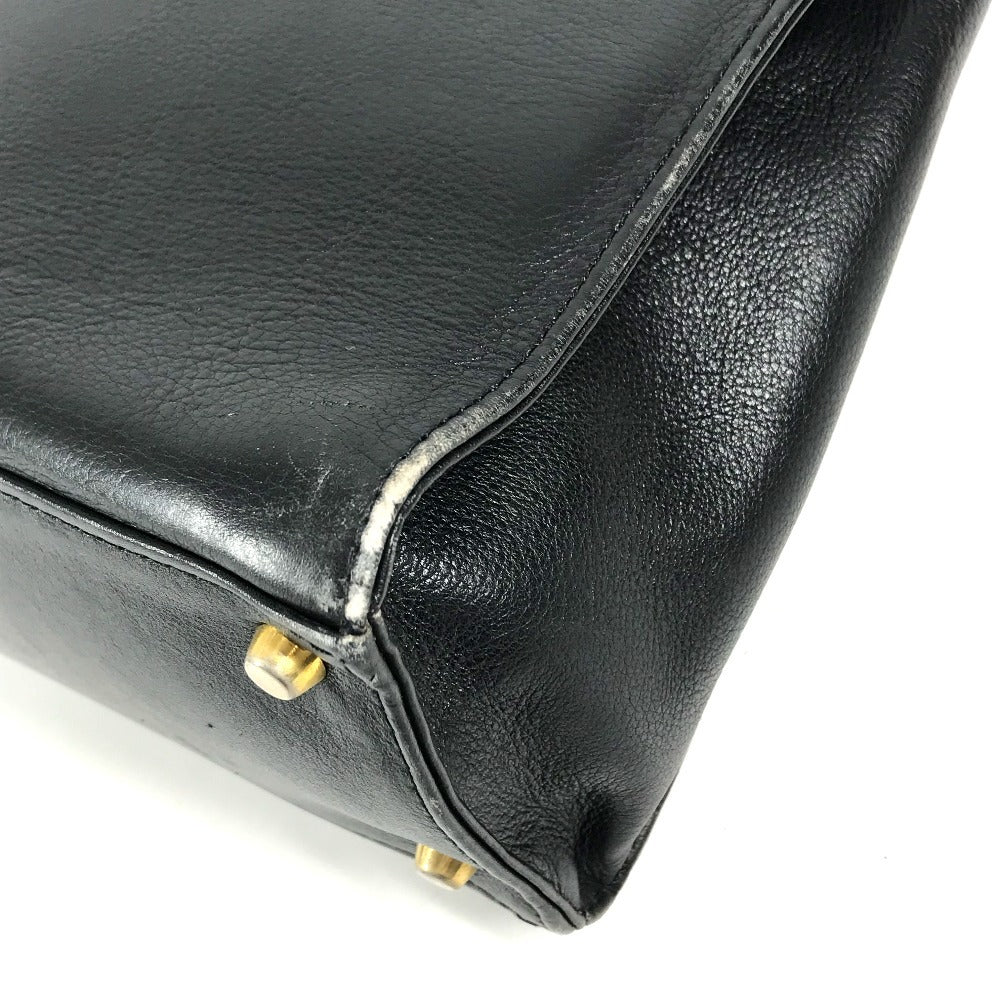 VERSACE vintage Logo Medusa Bag Flap Tote Bag Hand Bag Leather Black/Gold Used