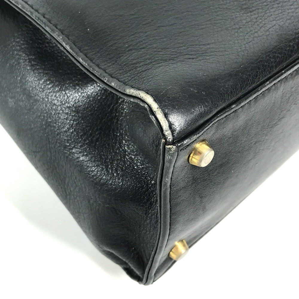VERSACE vintage Logo Medusa Bag Flap Tote Bag Hand Bag Leather Black/Gold Used