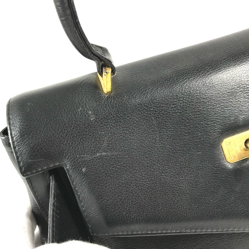 VERSACE vintage Logo Medusa Bag Flap Tote Bag Hand Bag Leather Black/Gold Used